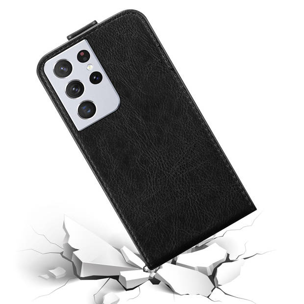 Cadorabo Hoesje geschikt voor Samsung Galaxy S22 ULTRA in ZWARTE NACHT - Beschermhoes Flip Case Cover magnetische