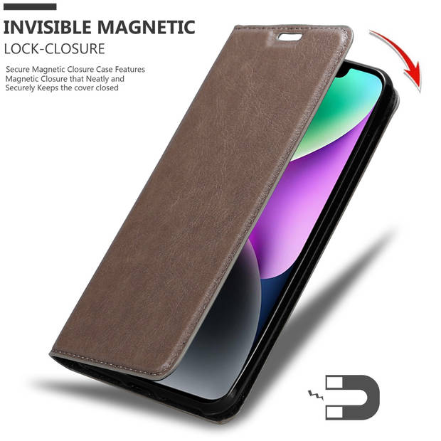 Cadorabo Hoesje geschikt voor Apple iPhone 14 in KOFFIE BRUIN - Beschermhoes Case magnetische sluiting Cover