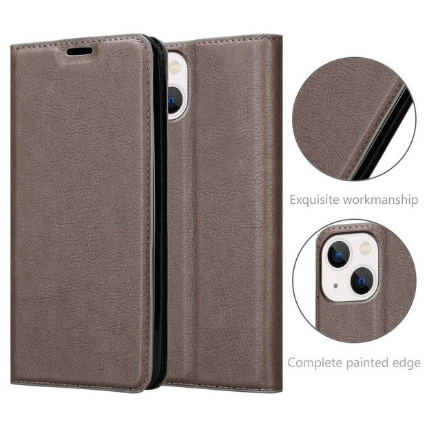 Cadorabo Hoesje geschikt voor Apple iPhone 14 in KOFFIE BRUIN - Beschermhoes Case magnetische sluiting Cover