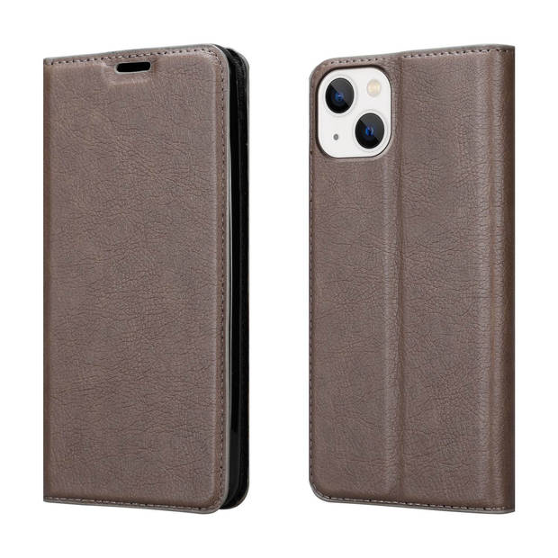 Cadorabo Hoesje geschikt voor Apple iPhone 14 PLUS in KOFFIE BRUIN - Beschermhoes Case magnetische sluiting Cover