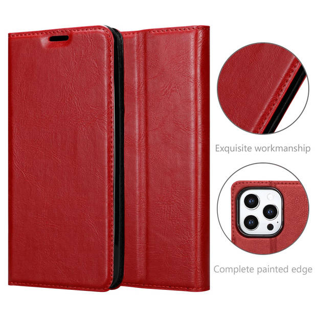 Cadorabo Hoesje geschikt voor Apple iPhone 13 PRO MAX in APPEL ROOD - Beschermhoes Case magnetische sluiting Cover