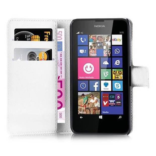 Cadorabo Hoesje geschikt voor Nokia Lumia 630 / 635 in ARCTISCH WIT - Beschermhoes Cover magnetische sluiting Case