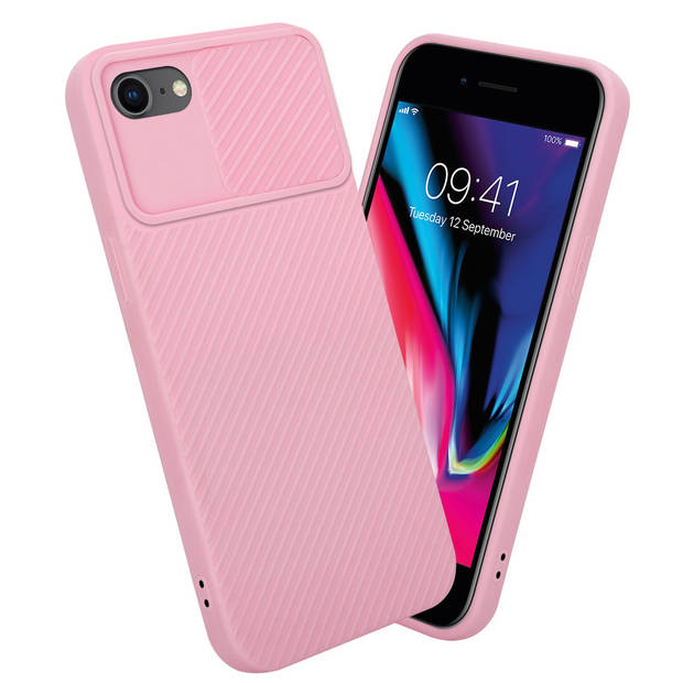 Cadorabo Hoesje geschikt voor Apple iPhone 7 / 7S / 8 / SE 2020 in Bonbon Roze - Beschermhoes TPU-silicone Case Cover