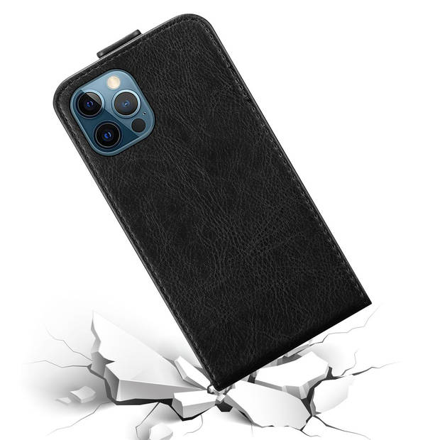 Cadorabo Hoesje geschikt voor Apple iPhone 12 PRO MAX in ZWARTE NACHT - Beschermhoes Flip Case Cover magnetische