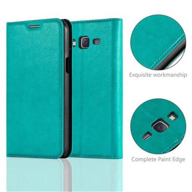 Cadorabo Hoesje geschikt voor Samsung Galaxy J5 2015 in BENZINE TURKOOIS - Beschermhoes Case magnetische sluiting Cover