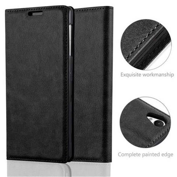 Cadorabo Hoesje geschikt voor Sony Xperia Z1 in ZWARTE NACHT - Beschermhoes Case magnetische sluiting Cover