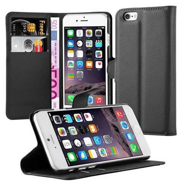 Cadorabo Hoesje geschikt voor Apple iPhone 6 / 6S in PHANTOM ZWART - Beschermhoes Cover magnetische sluiting Case