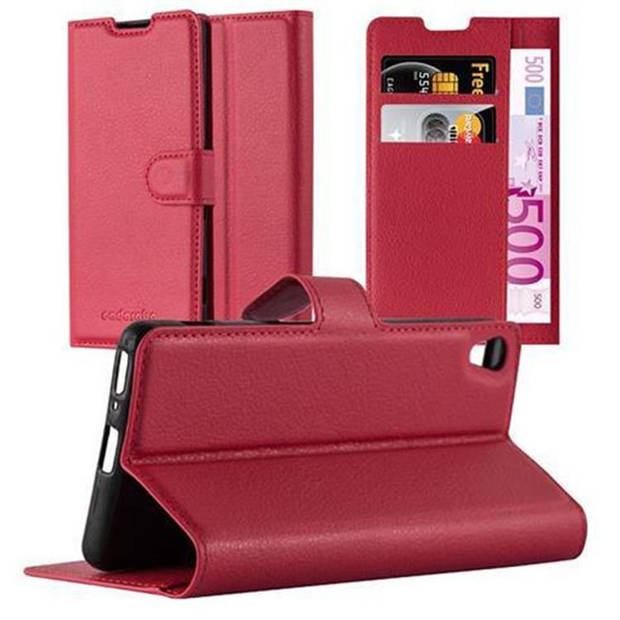 Cadorabo Hoesje geschikt voor Sony Xperia XA in KARMIJN ROOD - Beschermhoes Cover magnetische sluiting Case