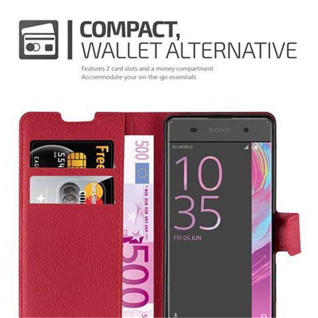 Cadorabo Hoesje geschikt voor Sony Xperia XA in KARMIJN ROOD - Beschermhoes Cover magnetische sluiting Case