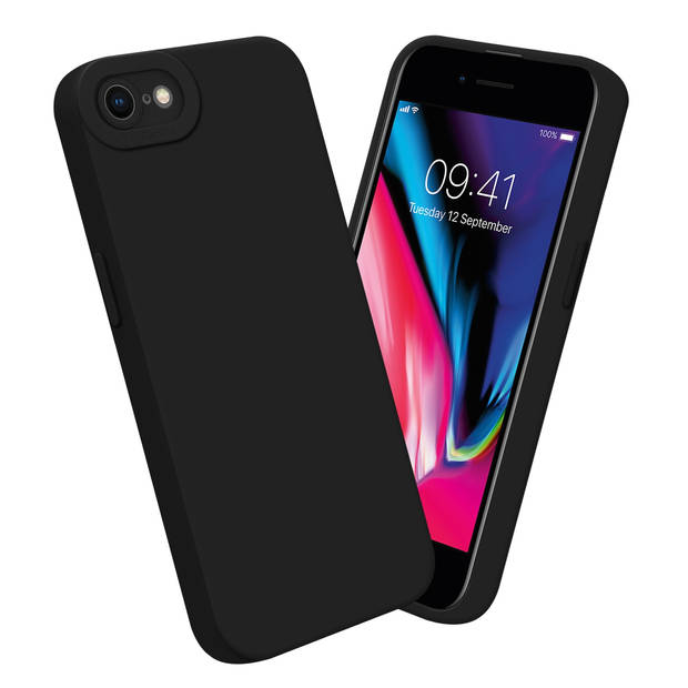 Cadorabo Hoesje geschikt voor Apple iPhone 7 / 7S / 8 / SE 2020 in FLUID ZWART - Beschermhoes TPU silicone Cover Case