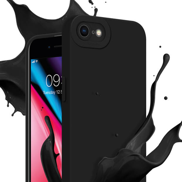 Cadorabo Hoesje geschikt voor Apple iPhone 7 / 7S / 8 / SE 2020 in FLUID ZWART - Beschermhoes TPU silicone Cover Case