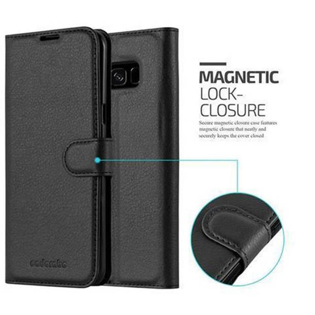 Cadorabo Hoesje geschikt voor Samsung Galaxy S8 PLUS in PHANTOM ZWART - Beschermhoes Cover magnetische sluiting Case