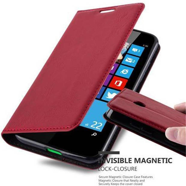 Cadorabo Hoesje geschikt voor Nokia Lumia 630 / 635 in APPEL ROOD - Beschermhoes Case magnetische sluiting Cover