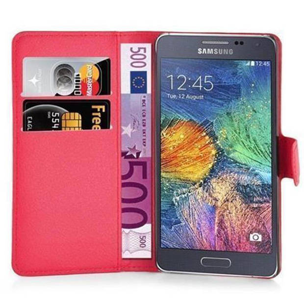 Cadorabo Hoesje geschikt voor Samsung Galaxy A7 2015 in KARMIJN ROOD - Beschermhoes Cover magnetische sluiting Case