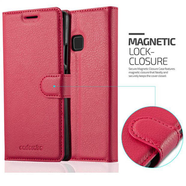 Cadorabo Hoesje geschikt voor Huawei P8 LITE 2017 / P9 LITE 2017 in KARMIJN ROOD - Beschermhoes Cover magnetische