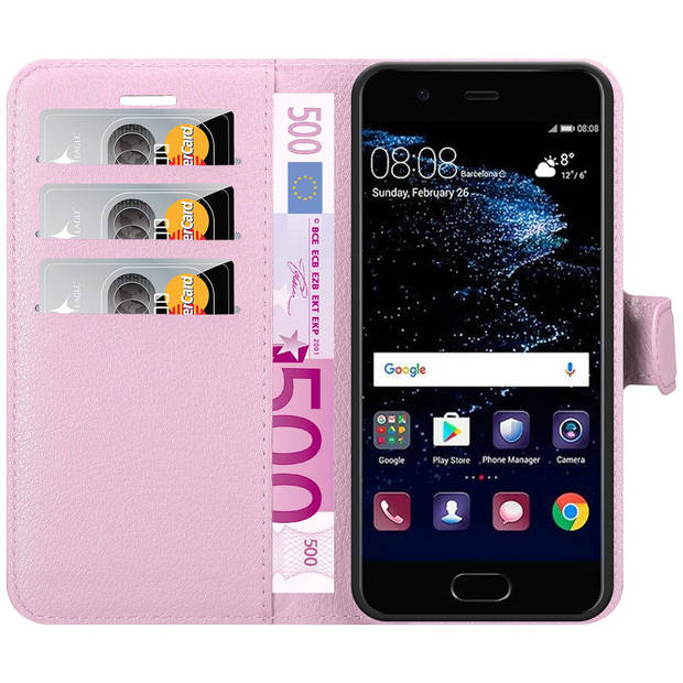 Cadorabo Hoesje geschikt voor Huawei P10 in LOTUS ROZE - Beschermhoes Cover magnetische sluiting Case