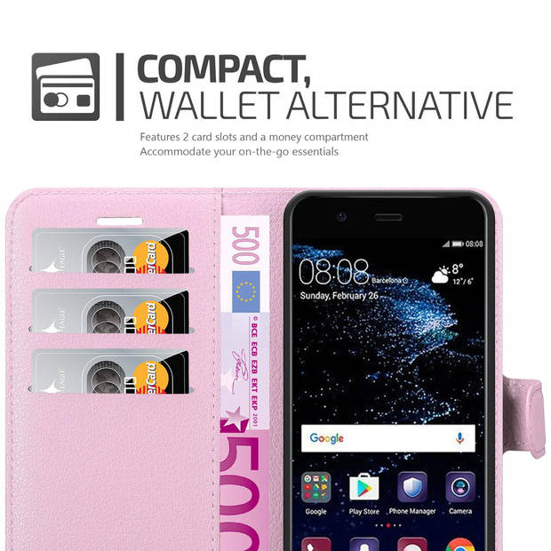 Cadorabo Hoesje geschikt voor Huawei P10 in LOTUS ROZE - Beschermhoes Cover magnetische sluiting Case