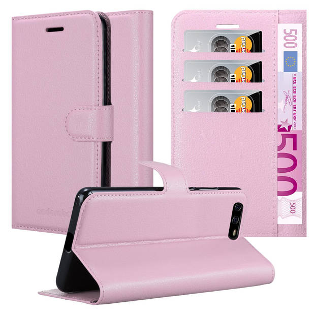 Cadorabo Hoesje geschikt voor Huawei P10 in LOTUS ROZE - Beschermhoes Cover magnetische sluiting Case