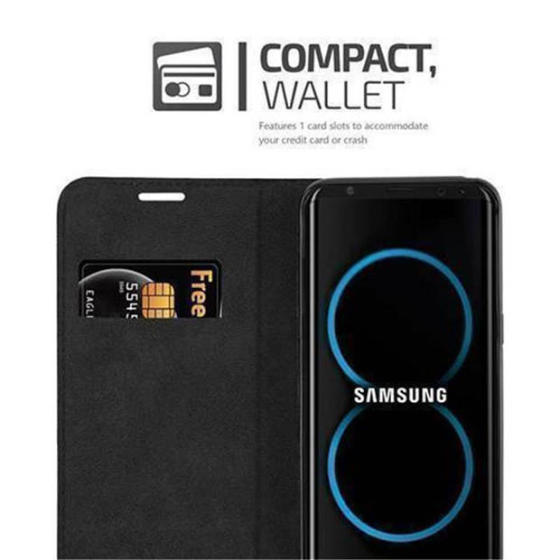 Cadorabo Hoesje geschikt voor Samsung Galaxy S8 in ZWARTE NACHT - Beschermhoes Case magnetische sluiting Cover