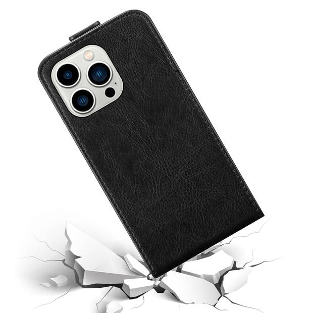 Cadorabo Hoesje geschikt voor Apple iPhone 14 PRO in ZWARTE NACHT - Beschermhoes Flip Case Cover magnetische sluiting