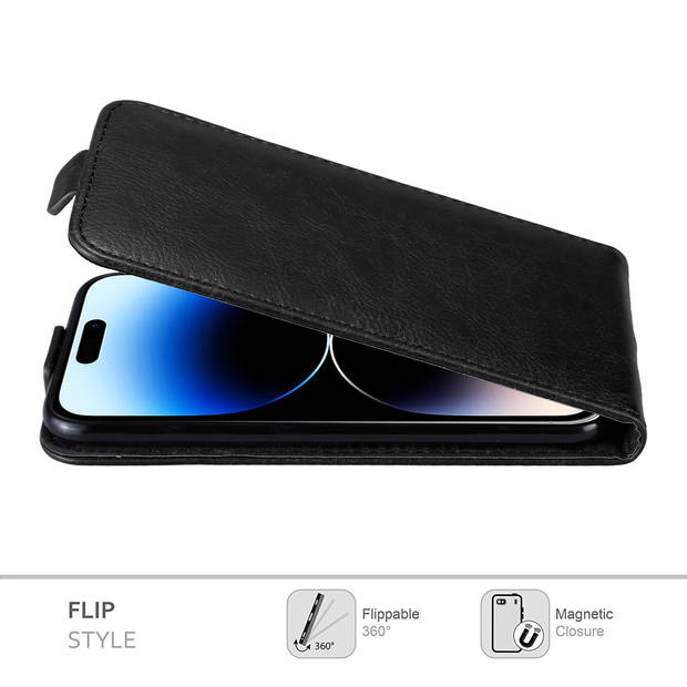 Cadorabo Hoesje geschikt voor Apple iPhone 14 PRO in ZWARTE NACHT - Beschermhoes Flip Case Cover magnetische sluiting