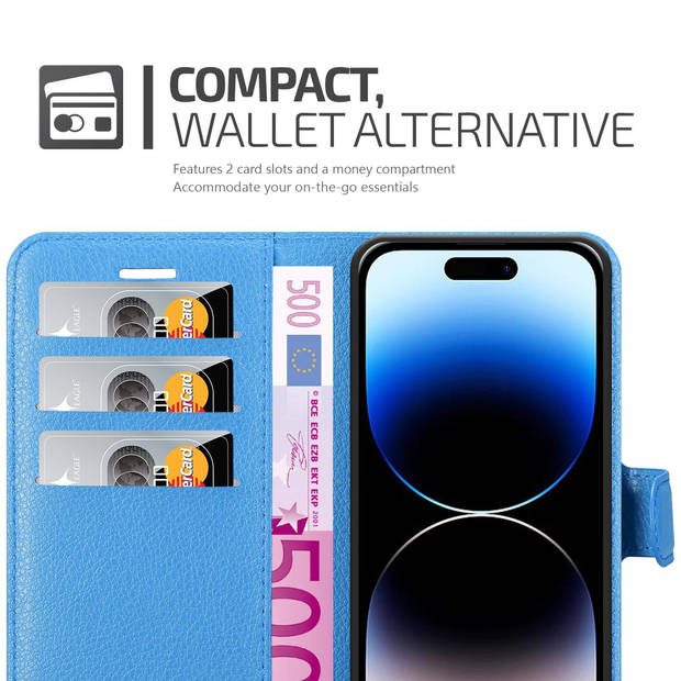 Cadorabo Hoesje geschikt voor Apple iPhone 14 PRO in PASTEL BLAUW - Beschermhoes Cover magnetische sluiting Case