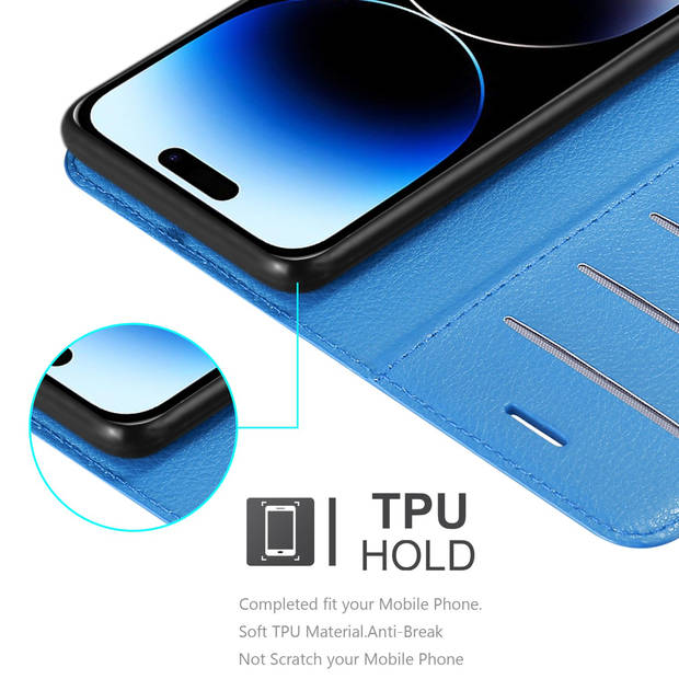 Cadorabo Hoesje geschikt voor Apple iPhone 14 PRO MAX in PASTEL BLAUW - Beschermhoes Cover magnetische sluiting Case