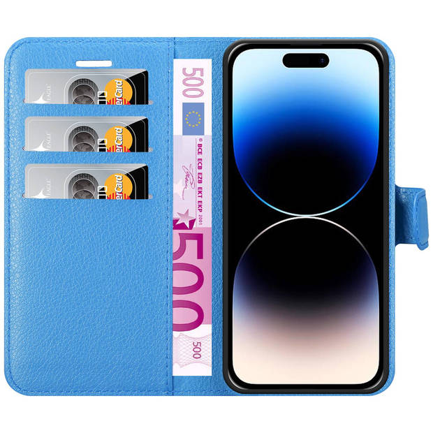 Cadorabo Hoesje geschikt voor Apple iPhone 14 PRO MAX in PASTEL BLAUW - Beschermhoes Cover magnetische sluiting Case