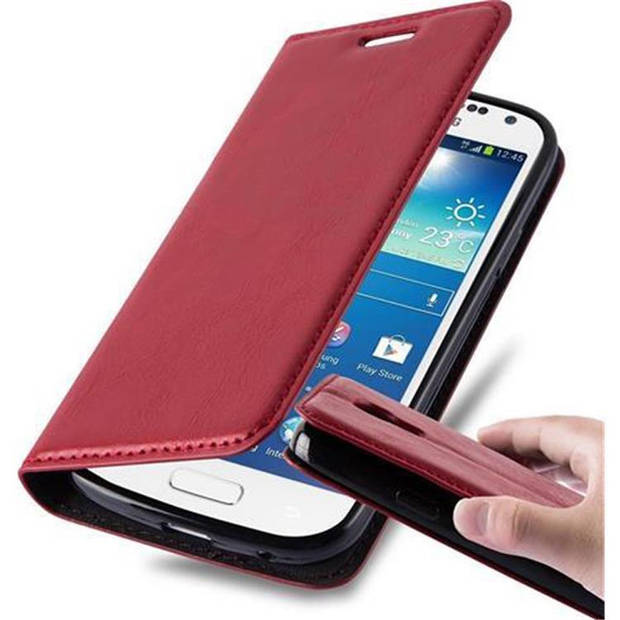 Cadorabo Hoesje geschikt voor Samsung Galaxy S4 MINI in APPEL ROOD - Beschermhoes Case magnetische sluiting Cover