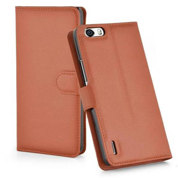 Cadorabo Hoesje geschikt voor Honor 6 PLUS in CHOCOLADE BRUIN - Beschermhoes Cover magnetische sluiting Case