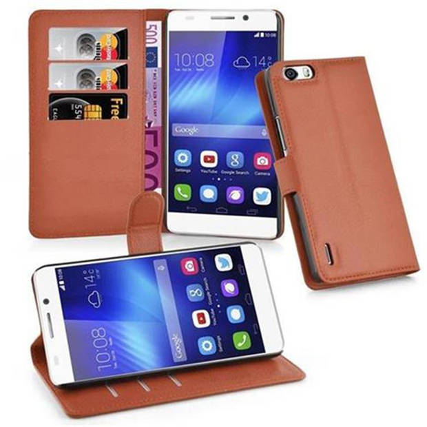 Cadorabo Hoesje geschikt voor Honor 6 PLUS in CHOCOLADE BRUIN - Beschermhoes Cover magnetische sluiting Case