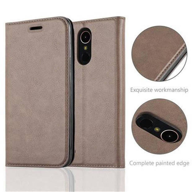 Cadorabo Hoesje geschikt voor LG K10 2017 in KOFFIE BRUIN - Beschermhoes Case magnetische sluiting Cover