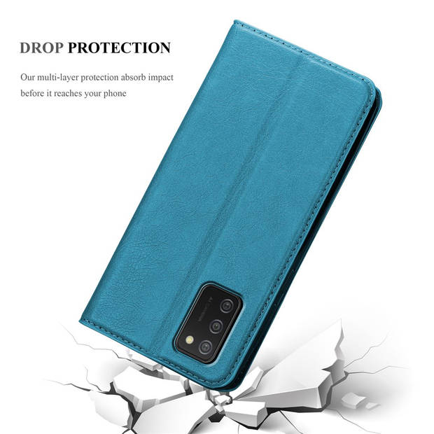 Cadorabo Hoesje geschikt voor Samsung Galaxy A02s in BENZINE TURKOOIS - Beschermhoes Case magnetische sluiting Cover