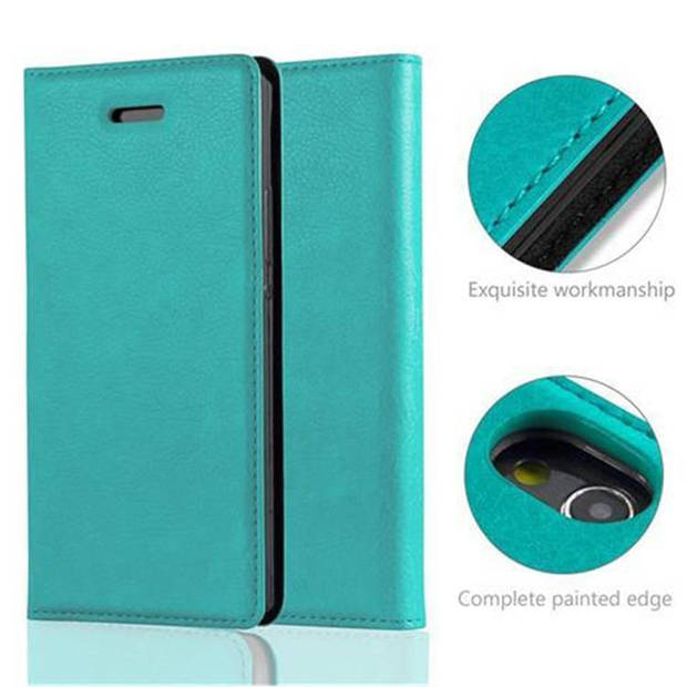 Cadorabo Hoesje geschikt voor Huawei ASCEND P7 in BENZINE TURKOOIS - Beschermhoes Case magnetische sluiting Cover