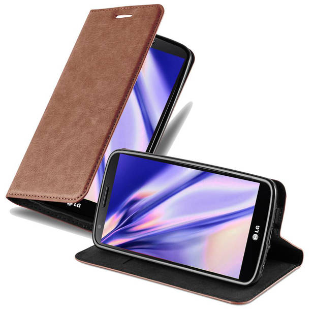 Cadorabo Hoesje geschikt voor LG G2 in CAPPUCCINO BRUIN - Beschermhoes Case magnetische sluiting Cover