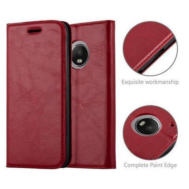 Cadorabo Hoesje geschikt voor Motorola MOTO G5 PLUS in APPEL ROOD - Beschermhoes Case magnetische sluiting Cover