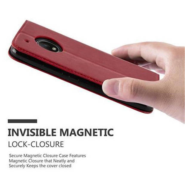 Cadorabo Hoesje geschikt voor Motorola MOTO G5 PLUS in APPEL ROOD - Beschermhoes Case magnetische sluiting Cover