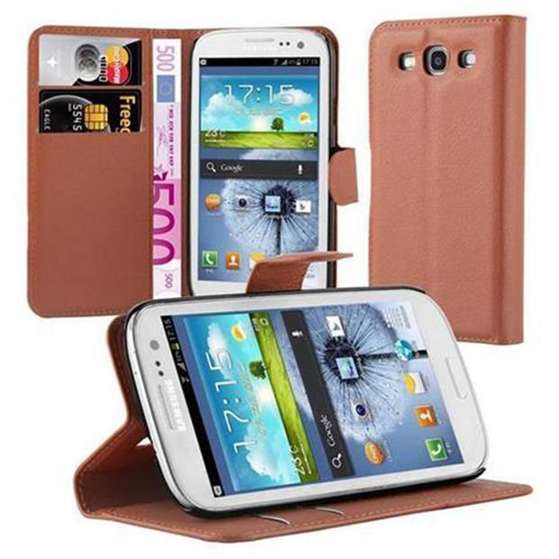 Cadorabo Hoesje geschikt voor Samsung Galaxy S3 / S3 NEO in CHOCOLADE BRUIN - Beschermhoes Cover magnetische sluiting