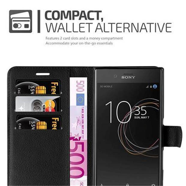 Cadorabo Hoesje geschikt voor Sony Xperia XZ / XZs in PHANTOM ZWART - Beschermhoes Cover magnetische sluiting Case