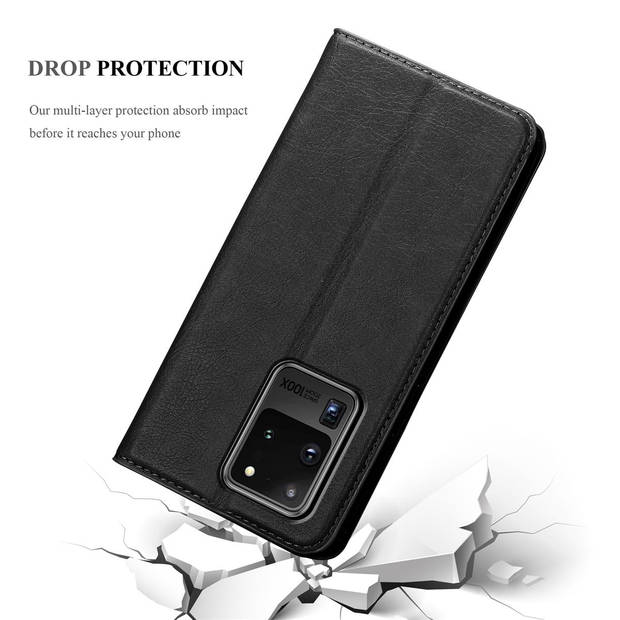 Cadorabo Hoesje geschikt voor Samsung Galaxy S20 ULTRA in ZWARTE NACHT - Beschermhoes Case magnetische sluiting Cover