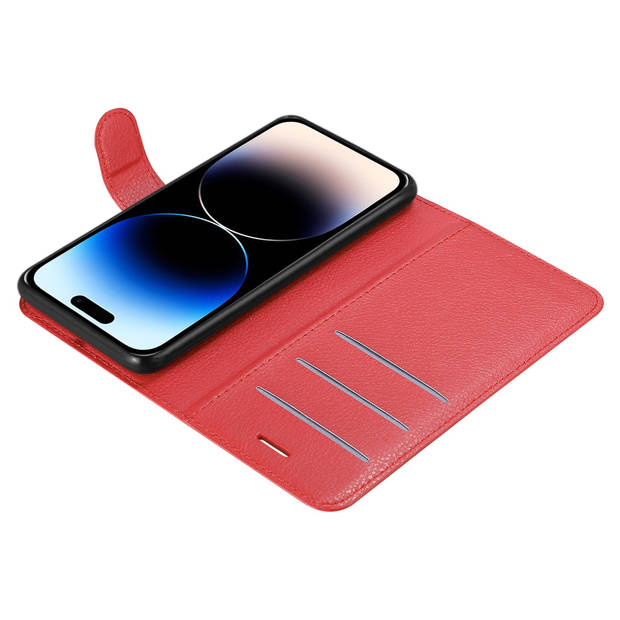Cadorabo Hoesje geschikt voor Apple iPhone 14 PRO in KARMIJN ROOD - Beschermhoes Cover magnetische sluiting Case