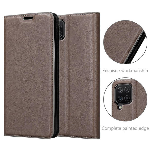 Cadorabo Hoesje geschikt voor Samsung Galaxy A12 / M12 in KOFFIE BRUIN - Beschermhoes Case magnetische sluiting Cover