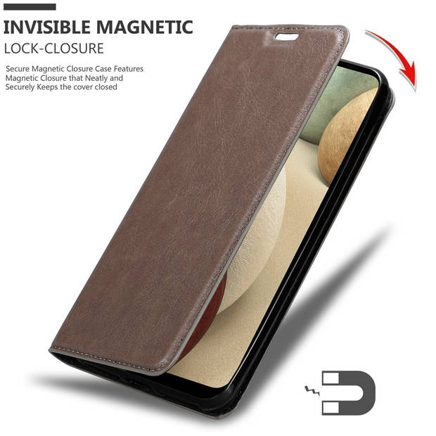 Cadorabo Hoesje geschikt voor Samsung Galaxy A12 / M12 in KOFFIE BRUIN - Beschermhoes Case magnetische sluiting Cover