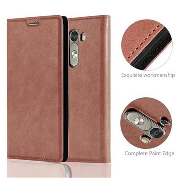 Cadorabo Hoesje geschikt voor LG G3 in CAPPUCCINO BRUIN - Beschermhoes Case magnetische sluiting Cover