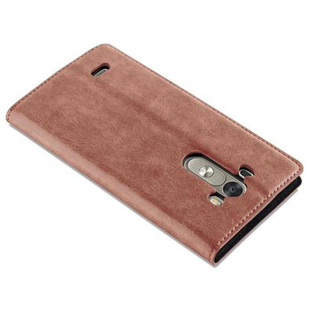 Cadorabo Hoesje geschikt voor LG G3 in CAPPUCCINO BRUIN - Beschermhoes Case magnetische sluiting Cover