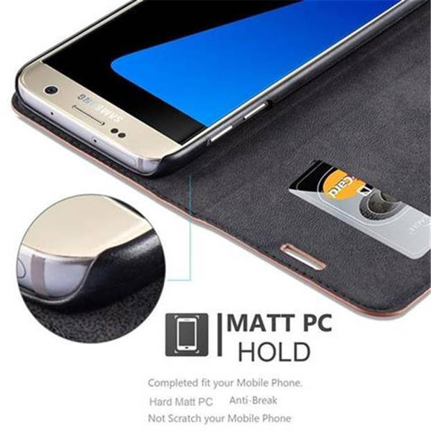 Cadorabo Hoesje geschikt voor Samsung Galaxy S7 in CAPPUCCINO BRUIN - Beschermhoes Case magnetische sluiting Cover