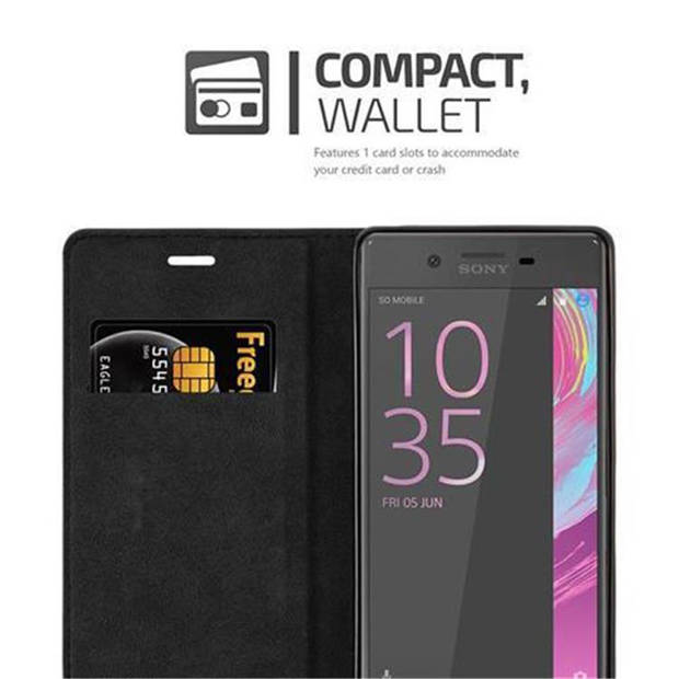 Cadorabo Hoesje geschikt voor Sony Xperia X in ZWARTE NACHT - Beschermhoes Case magnetische sluiting Cover