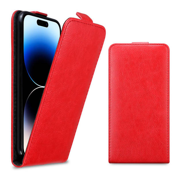 Cadorabo Hoesje geschikt voor Apple iPhone 14 PRO in APPEL ROOD - Beschermhoes Flip Case Cover magnetische sluiting