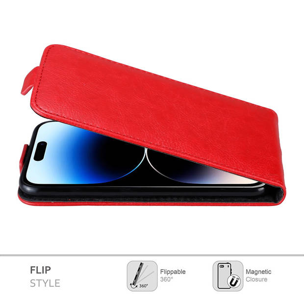 Cadorabo Hoesje geschikt voor Apple iPhone 14 PRO in APPEL ROOD - Beschermhoes Flip Case Cover magnetische sluiting