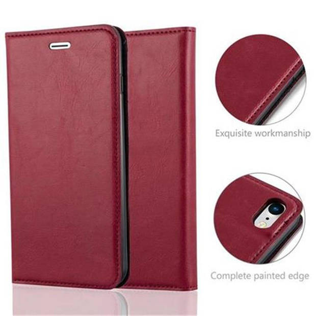 Cadorabo Hoesje geschikt voor Apple iPhone 7 / 7S / 8 / SE 2020 in APPEL ROOD - Beschermhoes Case magnetische sluiting